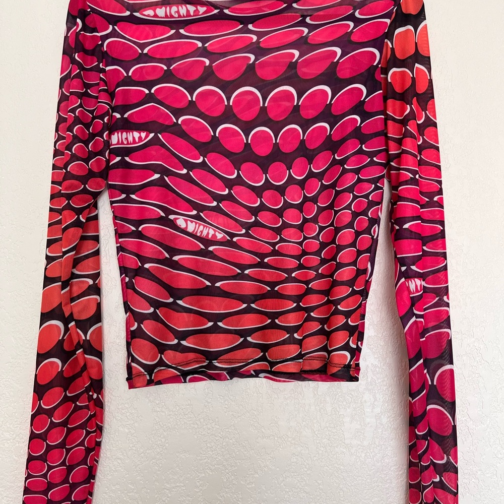 O'Mighty Illusion Mesh Long Sleeve Top NWOT - Picture 5 of 6